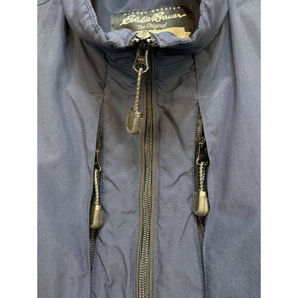 Eddie Bauer Mens Warm Windproof Vest Jacket Sze L Navy Blue Fleece Lined Pockets - Picture 4 of 9